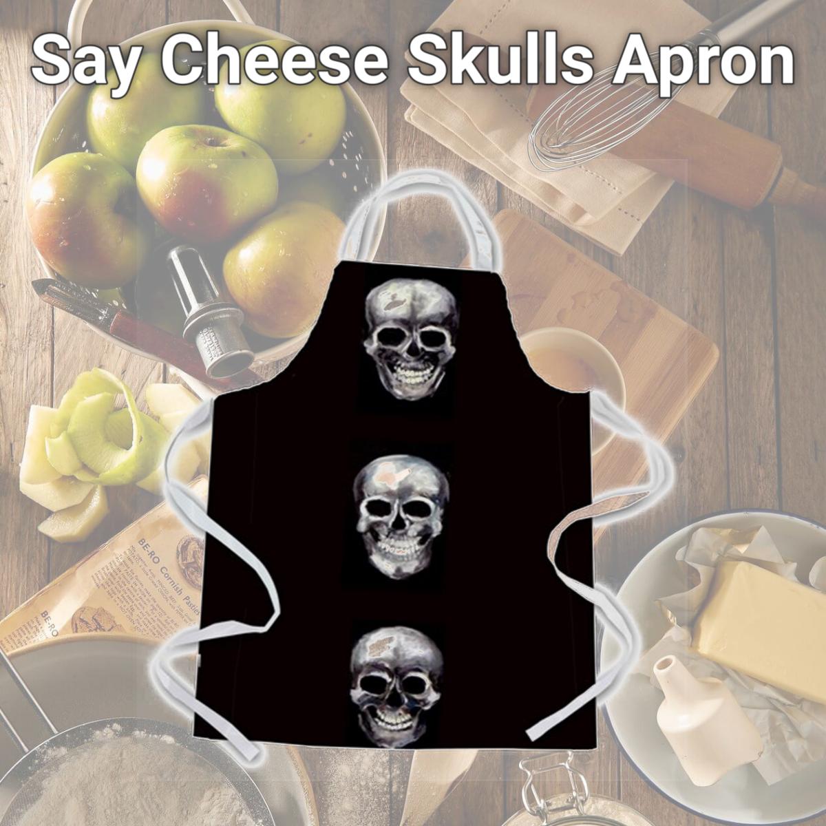 Picture of Carolines Treasures MW1255APRON Say Cheese Skulls Apron