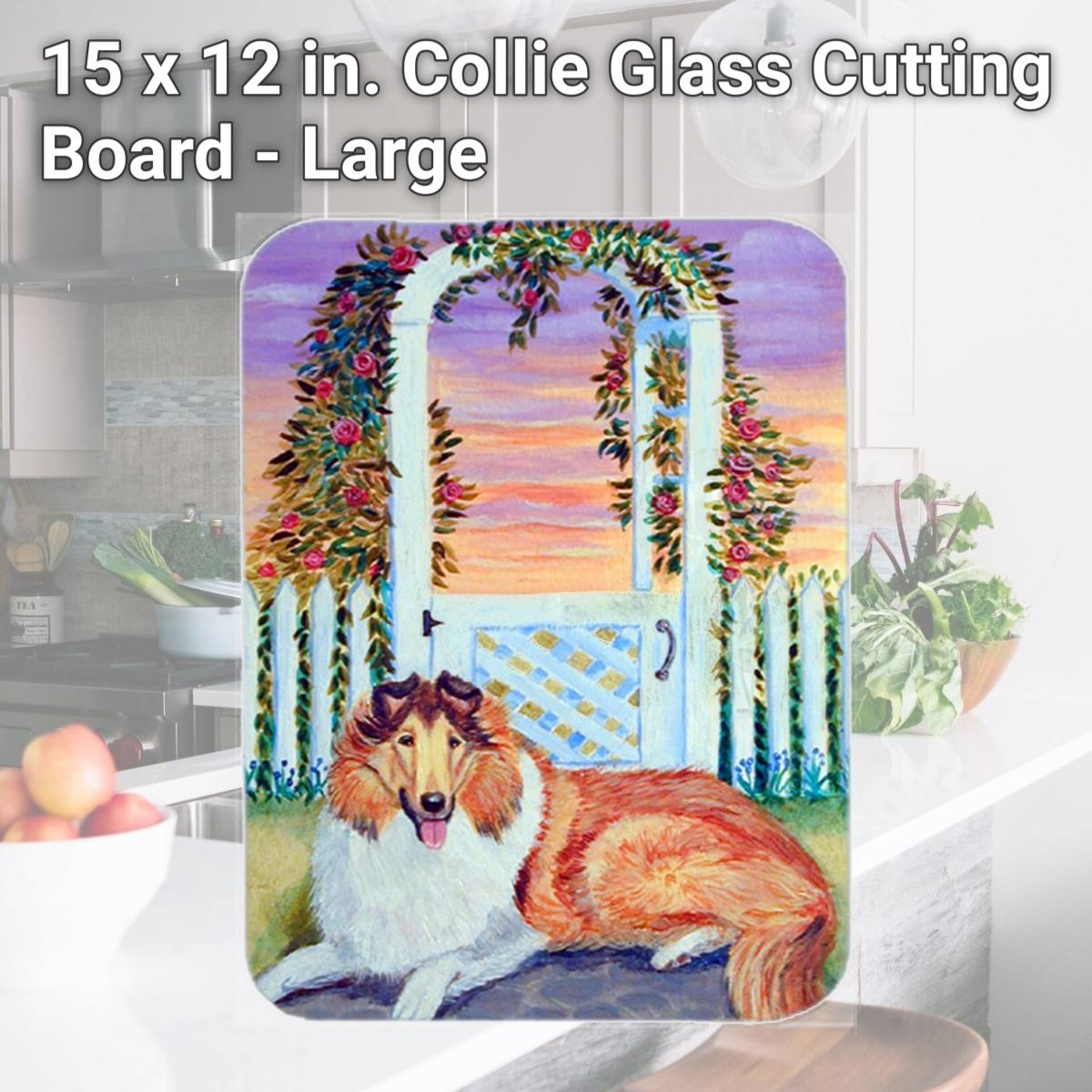 Picture of Carolines Treasures 7147LCB 15 x 12 in. Collie Glass Cutting Board - Large