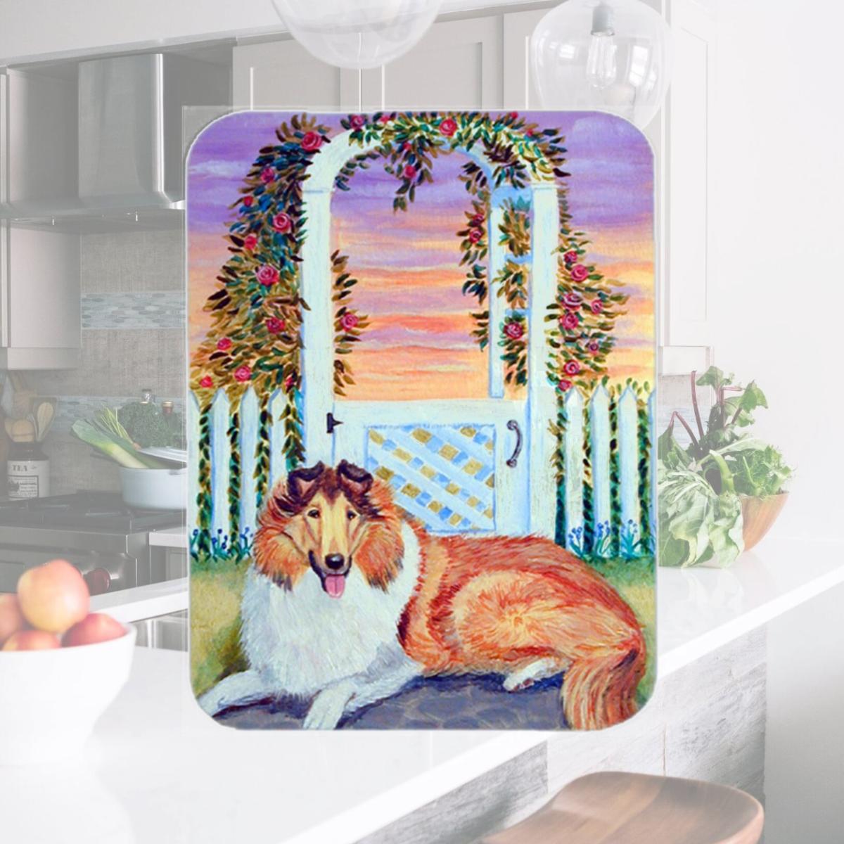 Picture of Carolines Treasures 7147LCB 15 x 12 in. Collie Glass Cutting Board - Large
