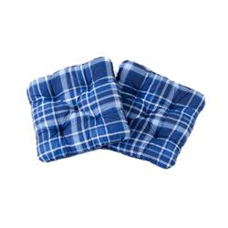 Alma31-50 Outdoor & Indoor Furniture Alma Seat Cushions, Blue Plaid - 19.7 X 19.7 X 2.3 In., Set Of 2