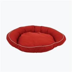 Carolina Pet 019460 Classic Canvas Poly Fill Bolster Bed With Contrast Cording - Barn Red With Khaki Cord, Medium