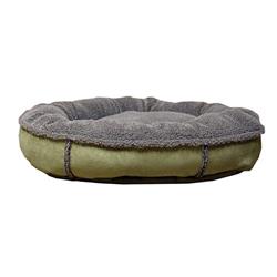 Carolina Pet 014720 Faux Suede & Tipped Berber Round Poly Fill Comfy Cup Bed - Sage, Large