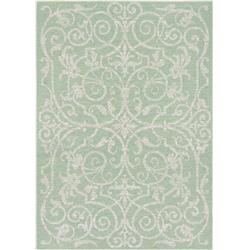 21063136086130t 8 Ft. 6 In. X 13 In. Monaco Summer Quay Power Loomed Rectangle Area Rug - Ivory & Light Green