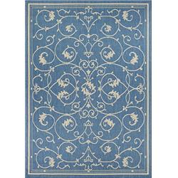 15831212039055t 3 Ft. 9 In. X 5 Ft. 5 In. Recife Veranda Power Loomed Rectangle Area Rug - Champagne & Blue
