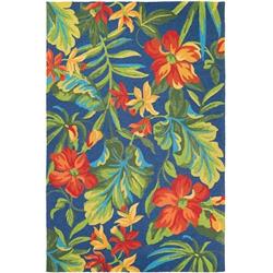 48864285020040t 2 Ft. X 4 Ft. Covington Tropical Orchid Rug, Azure, Forest Green & Red