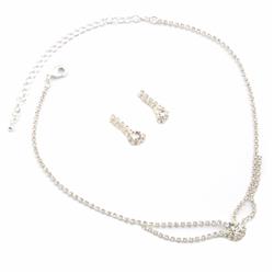 Charleston 70320-100 Wedding Jewelry Set Silver Crystal Necklace Earrings Set