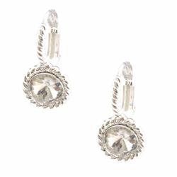 Charleston 26750-100 Wedding Silver Crystal Laverback Dangle Earrings