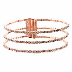 Charleston 15057-600 2.5 In. Fashion Bracelet Rose Gold Plating Crystal Wire Bangle Bracelet