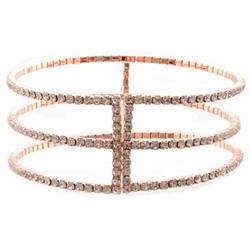 Charleston 15056-600 2.5 In. Fashion Bracelet Rose Gold Plating Crystal Wire Bangle Bracelet