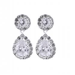 Charleston 25670a100 0.87 Wedding Silver Plating Crystal Stone Leverback Fashion Earring