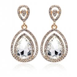Charleston 48342-200 Wedding Jewelry Wedding Gold Crystal Teardrop Dangle Earring
