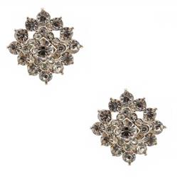 Charleston 24227-100 Wedding Silver Crystal Dome Button Stud Earring