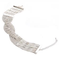Charleston 14029-100 Wedding Silver Crystal Mesh Link Bracelet