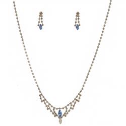 Charleston 74106-116 Wedding Jewelry Set Light Sapphire Oval Shape Necklace Earrings Set