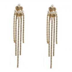 Charleston 41321-297 Wedding Gold Crystal White Pear Chandelier Teardrop Earrings