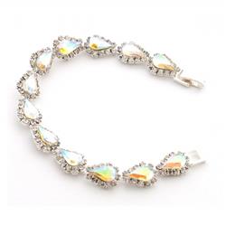 Charleston 14180-101 Wedding Silver Aurora Borealis Link Bracelet