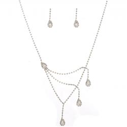 Charleston 48095-100 Wedding Jewelry Set Silver Crystal Tear Drop Necklace Earrings Set