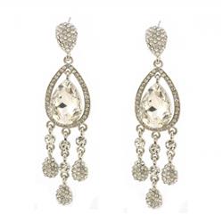 Charleston 41885-400 Rhodium Plated Wedding Silver Teardrop Dangle Earrings