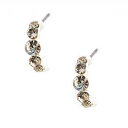 Charleston 20339-100 Wedding Silver Crystal Semi Hoop Stud Earring