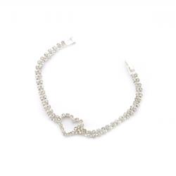 Charleston 14205-100 Wedding Silver Crystal Line Heart Bracelet