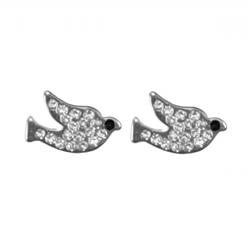 Charleston 30153-100 12 Mm Wedding Silver Crystal Bird Stud Earrings