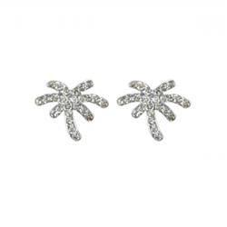 Charleston 30152-100 13 Mm Wedding Silver Crystal Leaf Stud Earrings