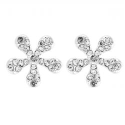Charleston 23195-100 12 Mm Wedding Silver Crystal Flower Stud Earrings