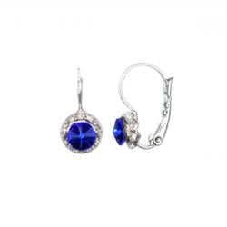 Charleston 21014w104 Wedding Silver Sapphire Huggy Stud Earrings