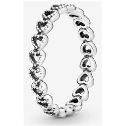190980-50 Sterling Silver Band of Hearts Ring for Women, Blue - Adult
