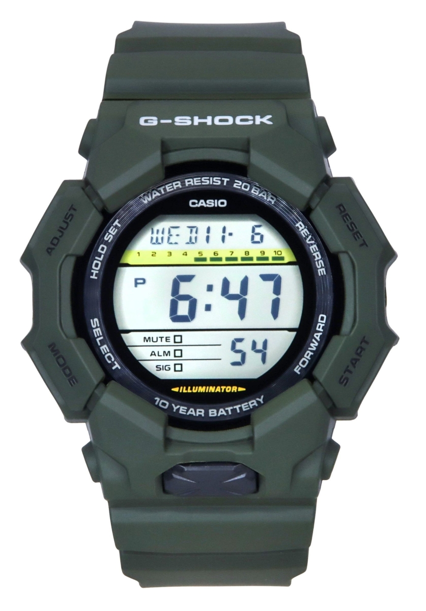 GD-010-3 Mens G-Shock Digital Bio-Based Green Resin Strap Black Dial Quartz 200M Watch