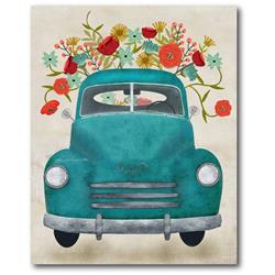 Web-ff658-16x20 16 X 20 In. Pickup Aqua Floral Gallery-wrapped Canvas Wall Art