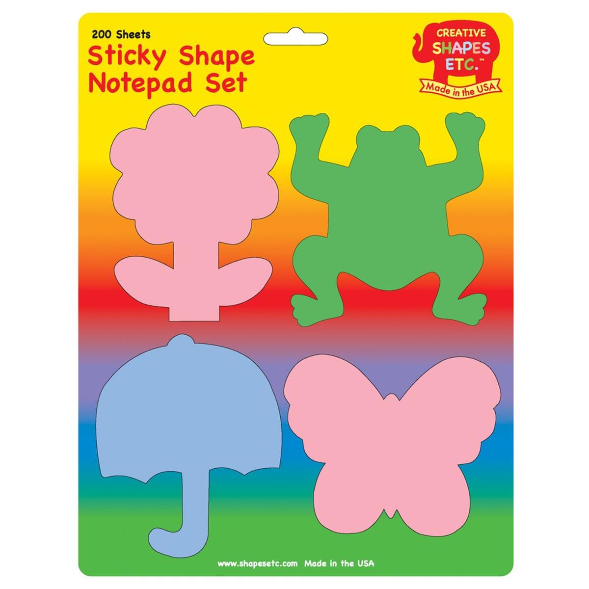 Se-0985 4.5 X 4 In. Color Sticky Shape Notepad Set, Spring - 200 Sheets Per Pack