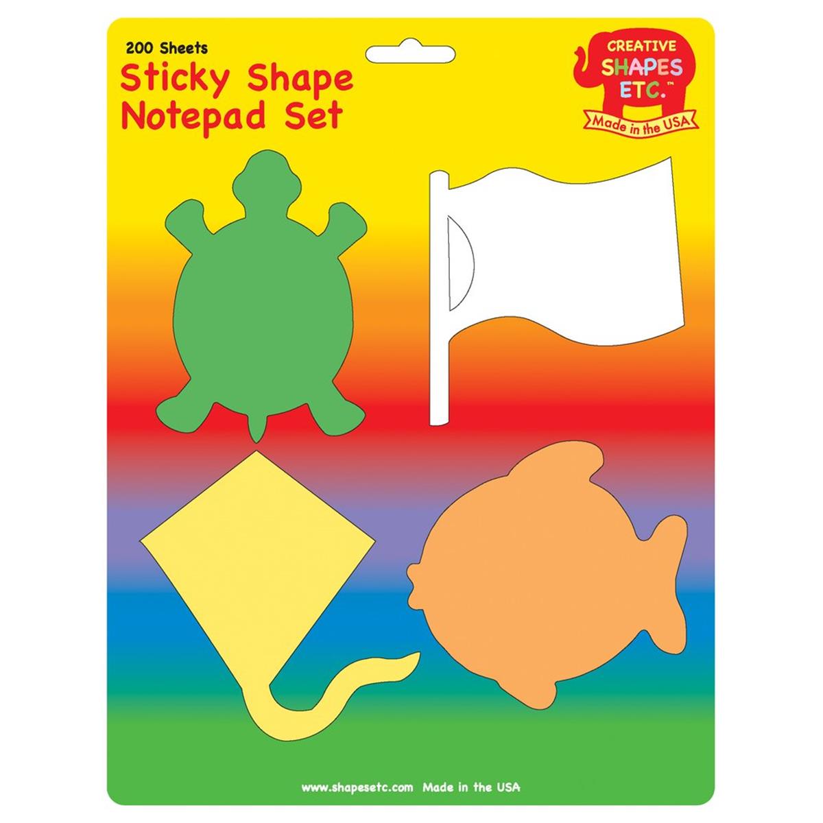 Se-0986 4.5 X 4 In. Color Sticky Shape Notepad Set, Summer - 200 Sheets Per Pack