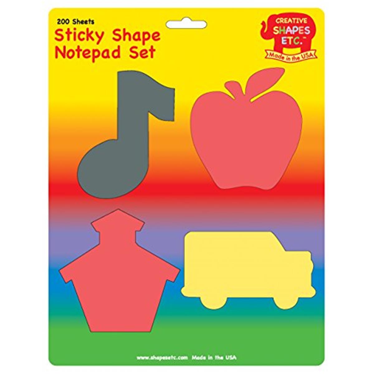 Se-0987 4.5 X 4 In. Color Sticky Shape Notepad Set, Back To School - 200 Sheets Per Pack