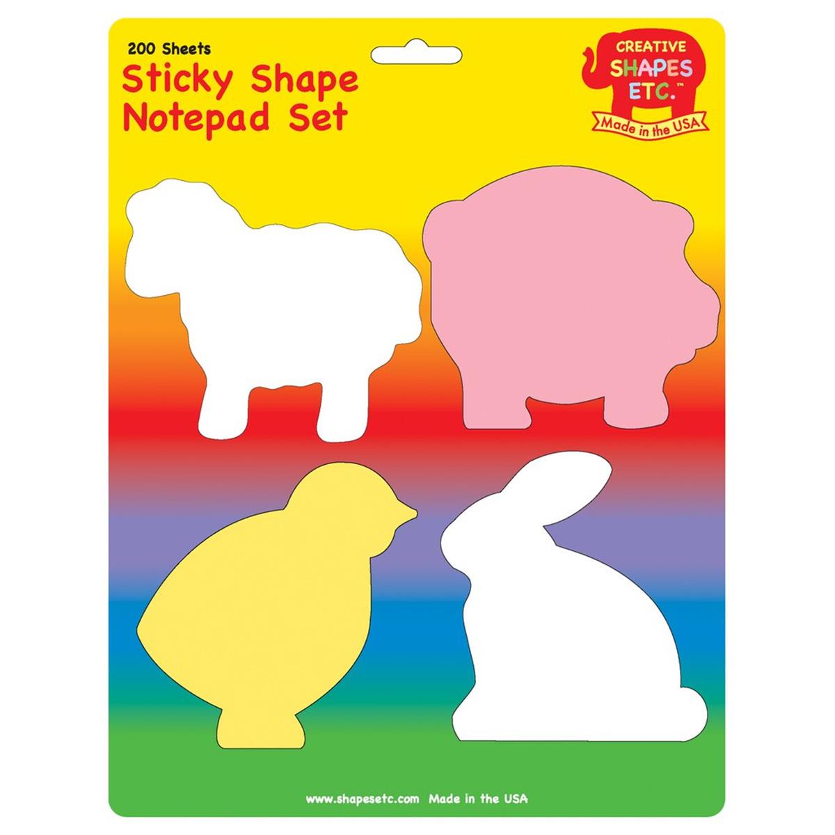 Se-0989 4.5 X 4 In. Color Sticky Shape Notepad Set, Farm - 200 Sheets Per Pack