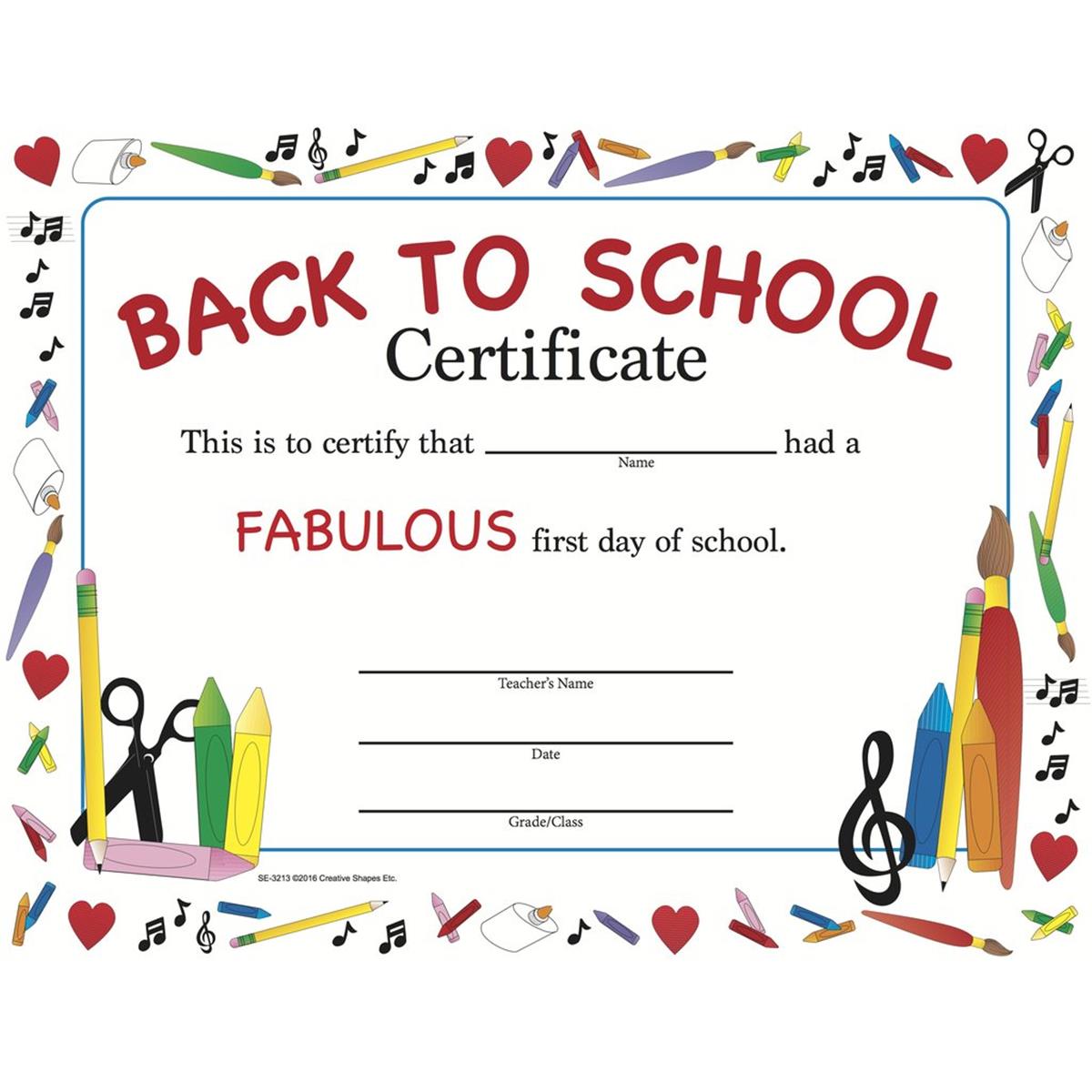Se-3213 8.5 X 11 In. Welcome Back To School Certificate - 30 Sheets Per Pack
