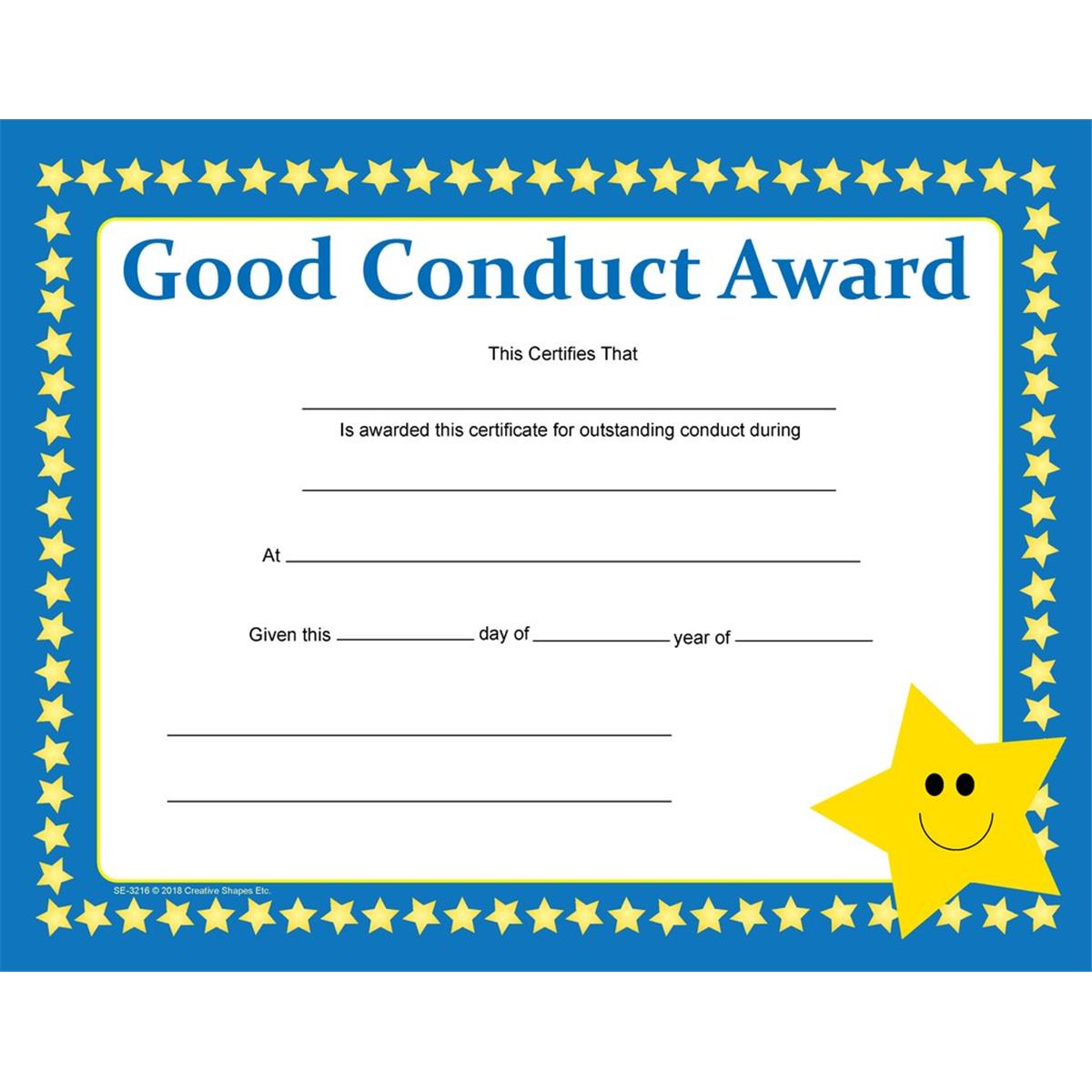 Se-3216 8.5 X 11 In. Good Conduct Certificate - 30 Sheets Per Pack