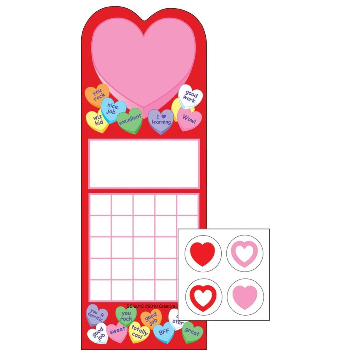 Se-4061 3 X 9 In. Incentive Sticker Set, Heart - 6 Sheets Per Pack & 288 Count