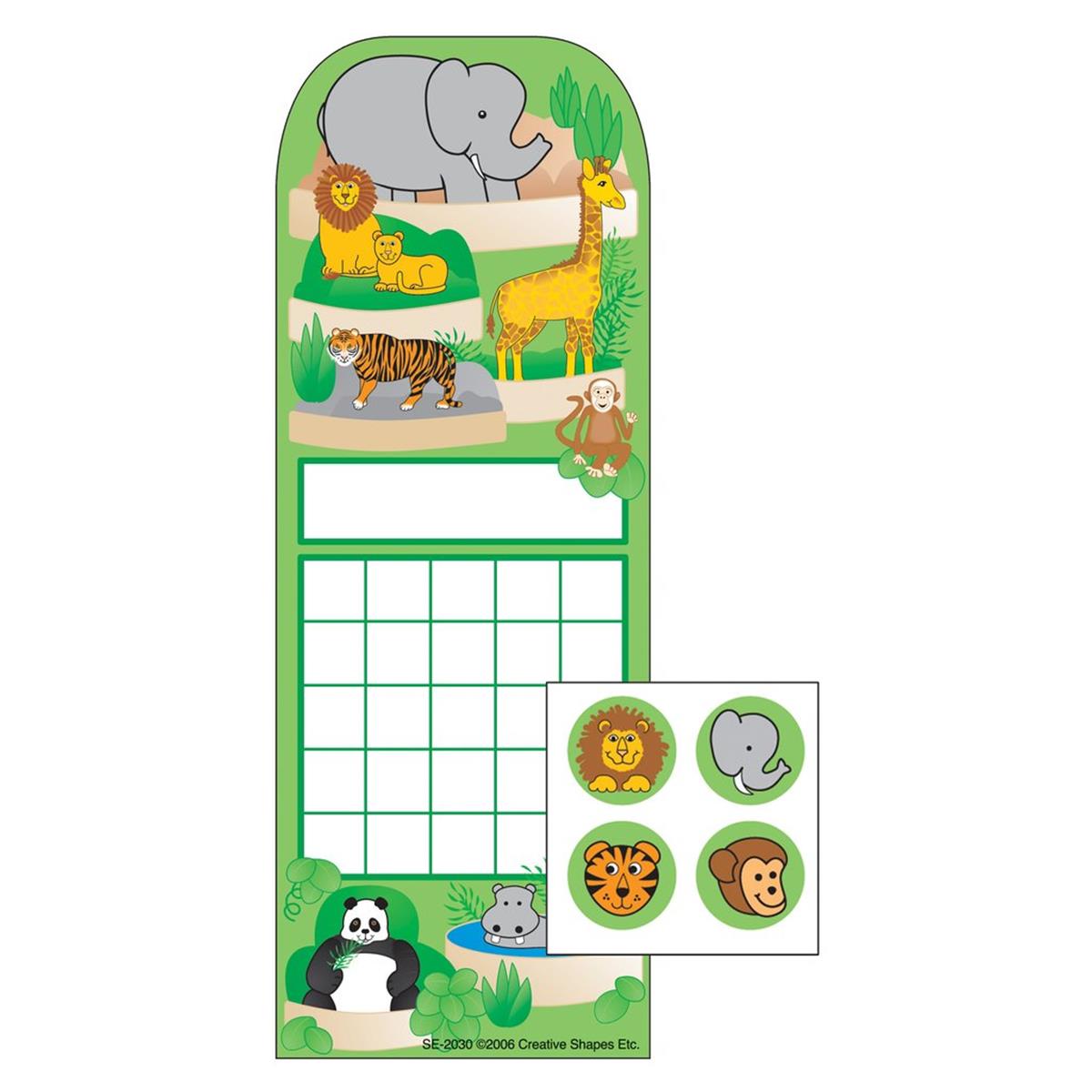 Se-4066 3 X 9 In. Incentive Sticker Set, Zoo - 6 Sheets Per Pack & 288 Count