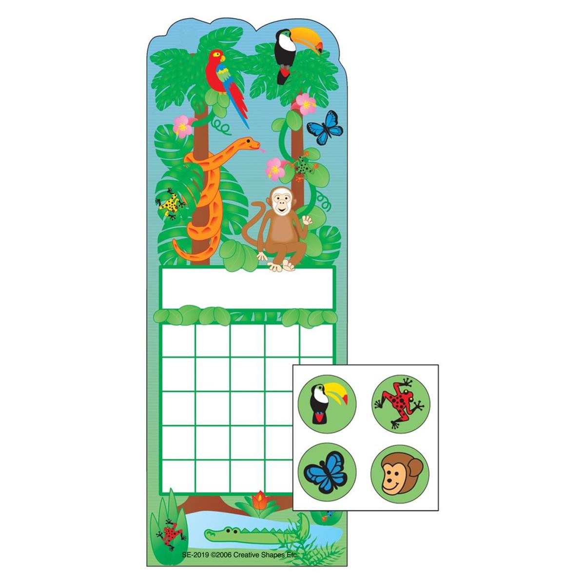 Se-4069 3 X 9 In. Incentive Sticker Set, Rainforest - 6 Sheets Per Pack & 288 Count