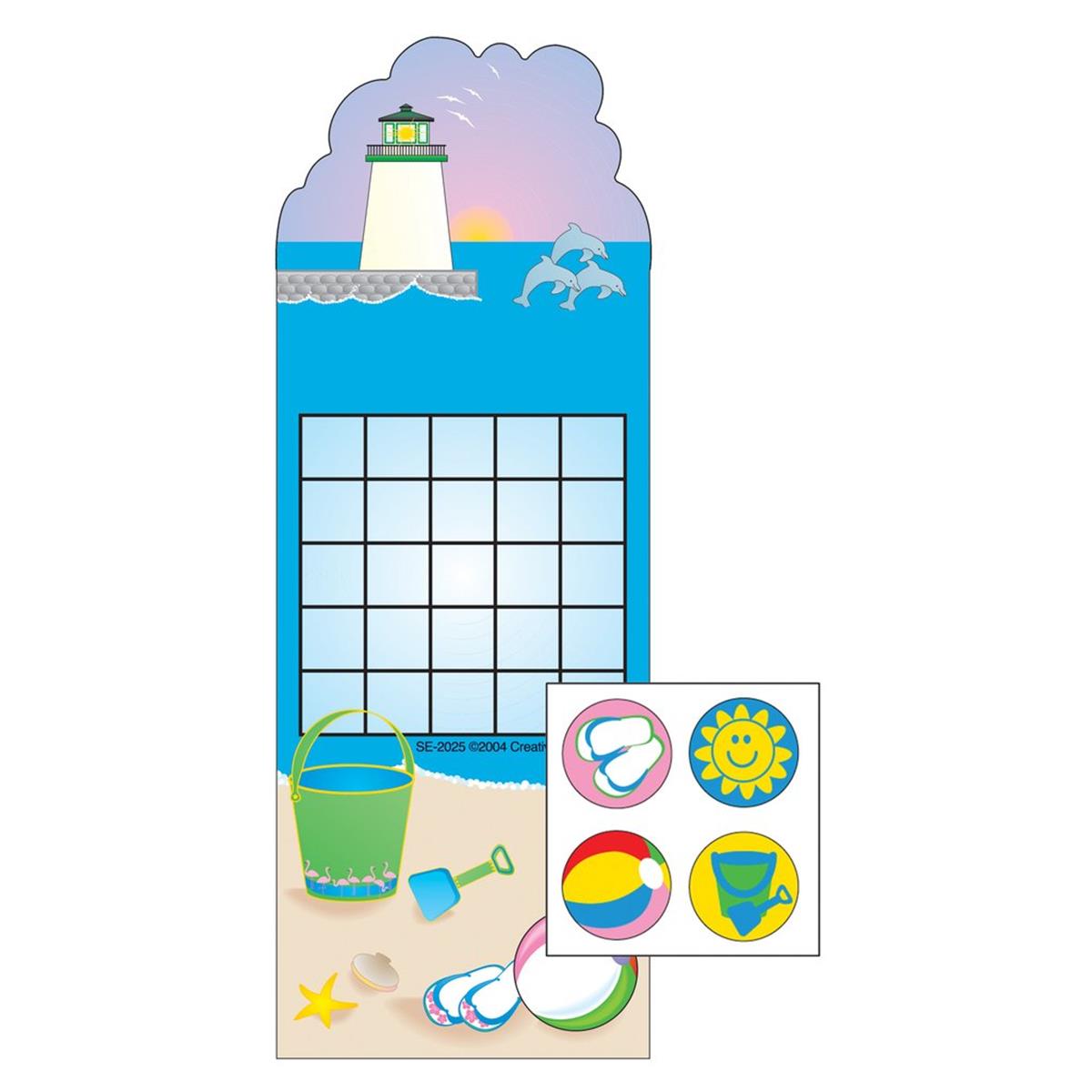 Se-4076 3 X 9 In. Incentive Sticker Set, Beach - 6 Sheets Per Pack & 288 Count