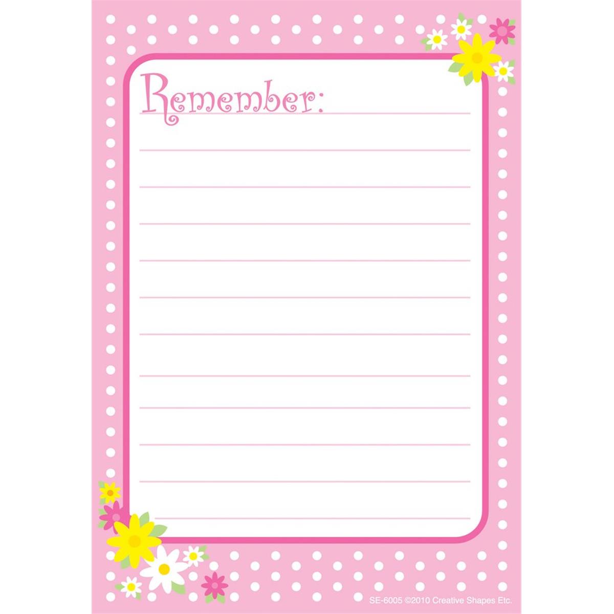 Se-6005 3.5 X 5 In. Notes & Quotes, Remember Pink Polka Dots - 35 Sheets Per Pack