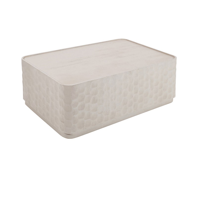 Crestview CVFNR5237 Rectangle White Cocktail Coffee Table, White