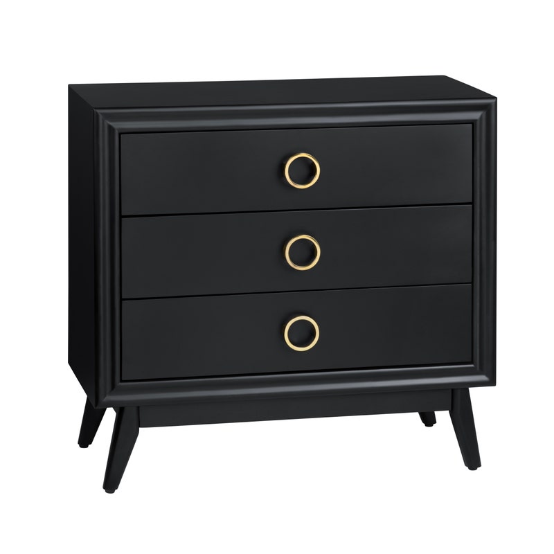 Crestview CVFVR8437 3-Drawer Black Accent Chest, Black