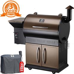 Zpg - 700d 700 Sq In. Grill Area Ultimate 7 In 1 Barbecue, 20 Lbs Hopper - Bronze