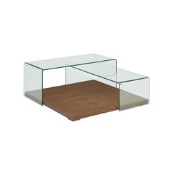 Cb-1100-wal Kinetic Glass Coffee Table, Walnut Veneer & Clear - 18 X 47.5 X 47.5 In.