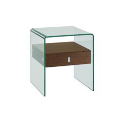 Cb-j052-wal Bari Glass Nightstand & End Table, Walnut Veneer - 20 X 20 X 19 In.