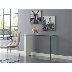 Buono 0.5 In. Glass Console Table, White Lacquer & Clear - 30 X 47.5 X 16 In.