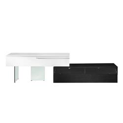 Cb-5420tv-wgr 94 X 18 X 26.5 In. Air Entertainment Center In High Gloss Lacquer & Dark Gray Oak Veneer With Clear Glass Legs, White