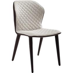 Tc-dc04 18 X 23 X 33 In. Olivia Dining Chair In Pu-leather & Beige Diamond Pattern Seat, Dark Brown - Set Of 2